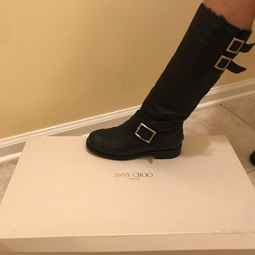 Jimmy Choo leather boots with buckles